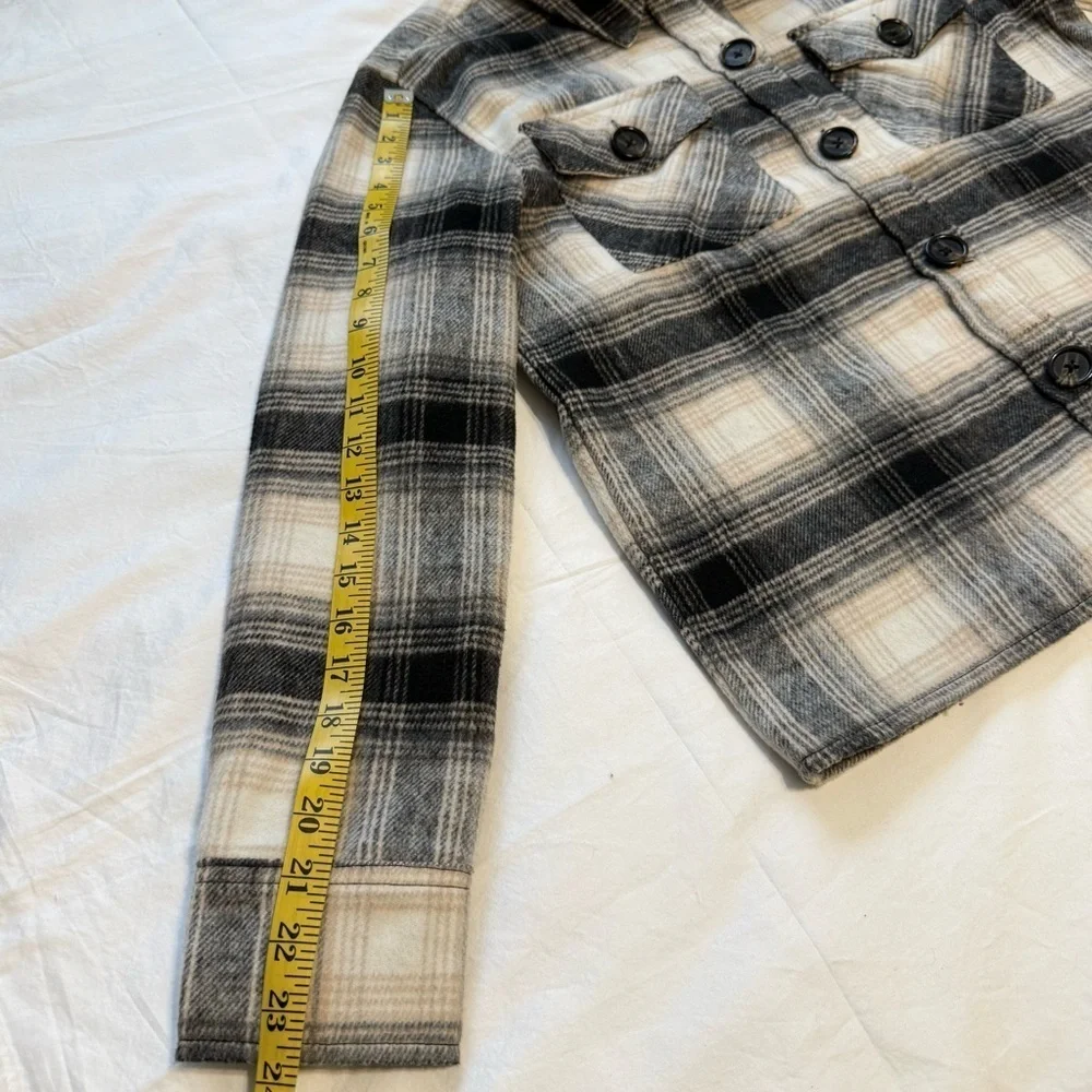 BB Dakota by Steve Madden Women’s Plaid Boxy Shacket /Fall Anthracite M - Picture 10 of 11